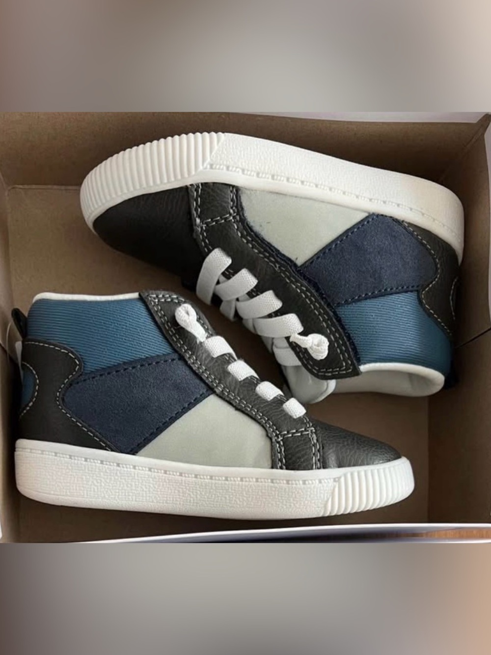 Carter's Boys Blue Gray Black High-Top Sneakers